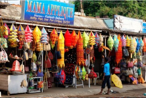 Puri – Konark (36 km, ca. 50 Min.) – Pipli (44 km, ca. 1 Stunde) – Bhubaneswar (23 km, ca. 40 Min.)